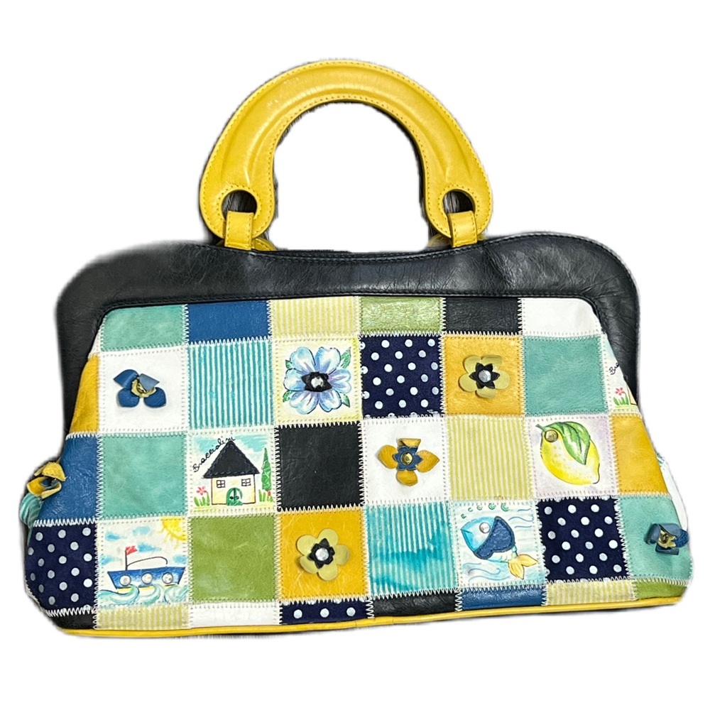 Braccialini Leather Patchwork Handbag - Made In I… - image 6